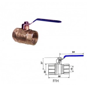 Ball valve 1" BB  "STA" brass, handle ( water)